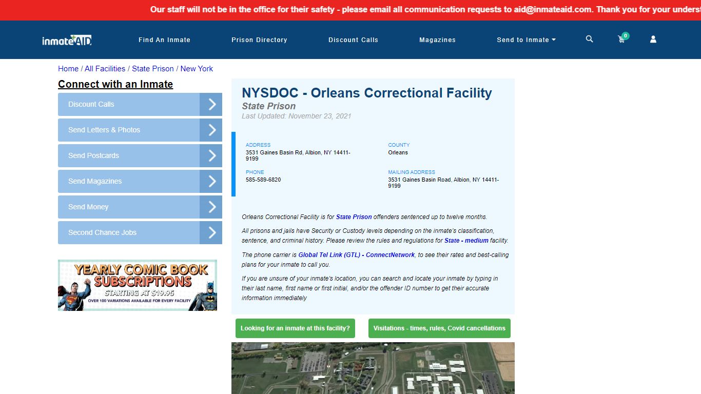 NYSDOC - Orleans Correctional Facility & Inmate Search ...